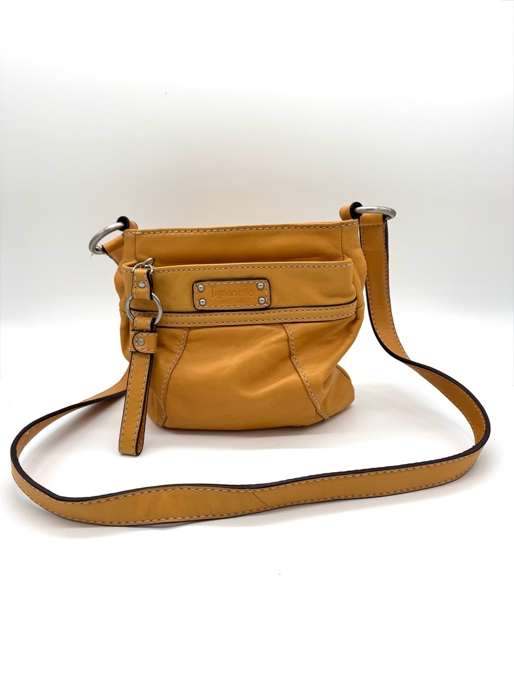 Tignanello Crossbody Bag Purse caramel genuine leather